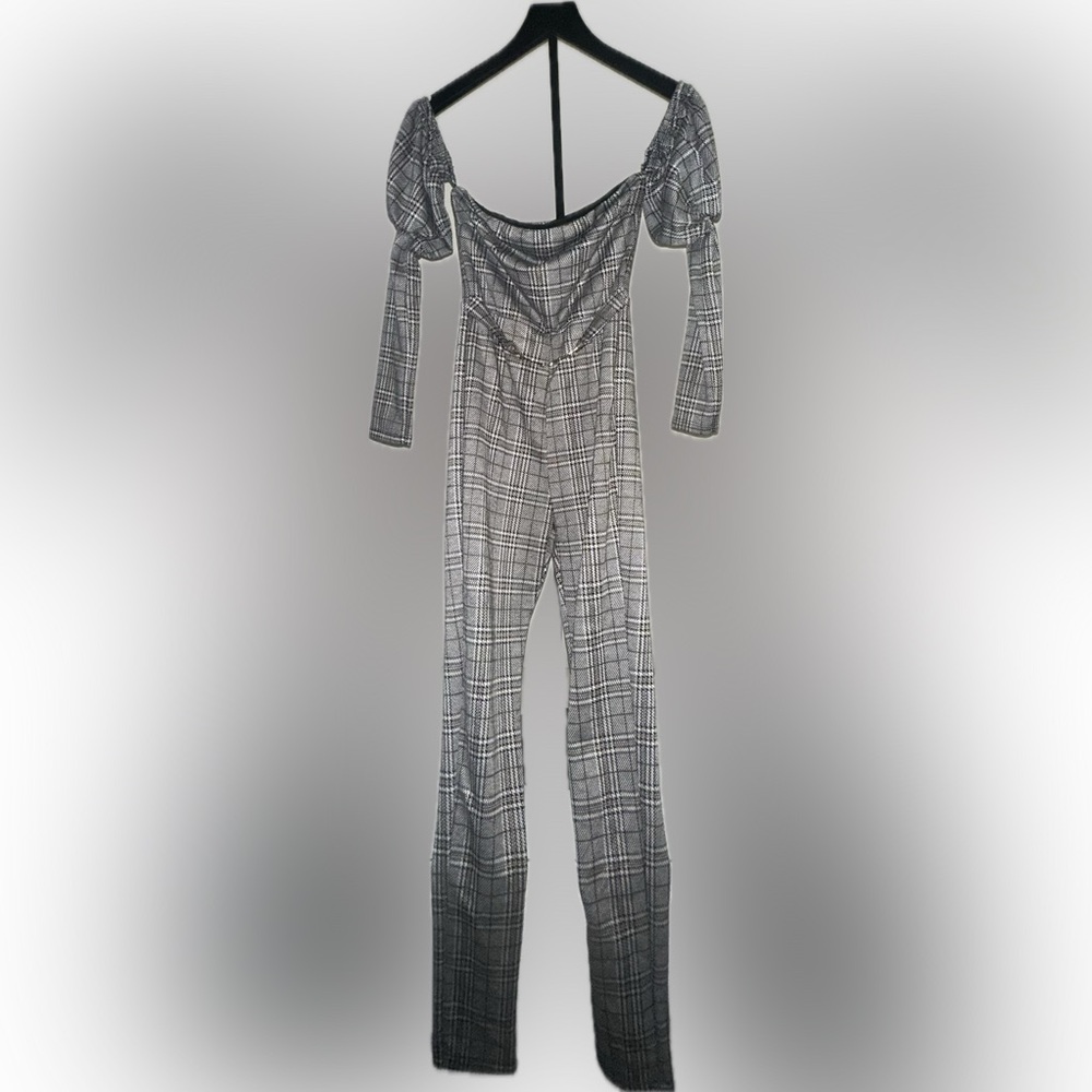 Fashion Nova Black and White Checkered Jumpsuit